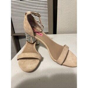 betsy johnson Nyla 8.5 Pearl Block Heels Soft Pink Leather